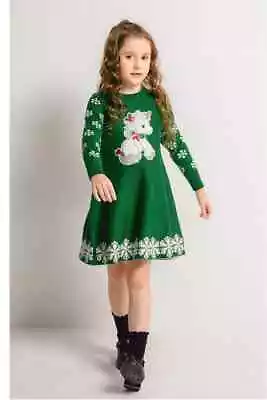 Buy SMILING PINKER Girls Christmas Knit Sweater Dress Unicorn Snowflake Gift 5-6 Yrs • 12.99£