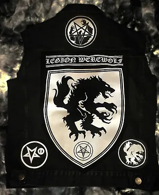 Buy Total Satanic Warmaster Legion Werewolf Battle Hooded Jacket Denim Black Metal L • 90.66£