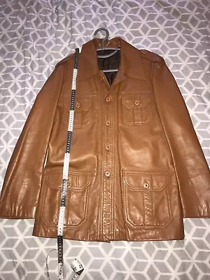 Buy Stunning 1970s Gents Vintage 40” Tan Leather Jacket Starsky & Hutch • 70£