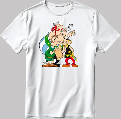 Buy Asterix And Obelix Figure Short Sleeve White-Black Men's / Women's T Shirt N551 • 12£