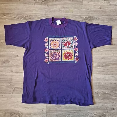 Buy Vintage Flower Abstract Art Single Stitch T Shirt XL 90s Jerzees • 20£