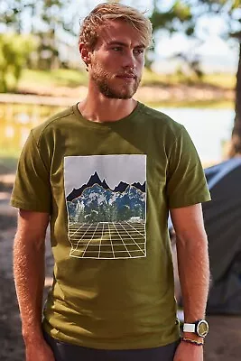 Buy Mountain Warehouse Men's Organic T-Shirt Mountain Grid Print Short Sleeve Top • 10.99£