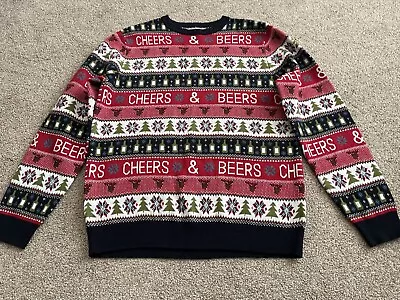 Buy F&F Knitwear Men’s Cheers & Beers Christmas Jumper, Large • 5.99£