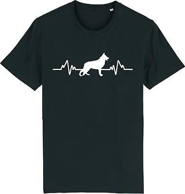 Buy Heartbeat German Shepherd Alsatian Dog Puppy Owner T-Shirt • 9.95£
