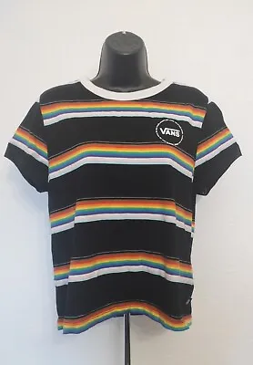 Buy VANS Womens Rainbow Striped LGBTQ+ Pride T-Shirt Size 8-12 100% Cotton • 9.99£