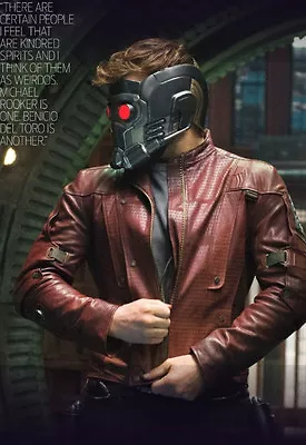 Buy Guardians Of The Galaxy STARLORD Chris Pratt Red SLIM FIT GENUINE Leather Jacket • 77.70£