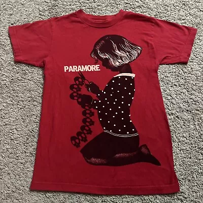 Buy Paramore Band Shirt Womens Size M Medium Red Rare Kneeling Girl With Scissors • 28.32£