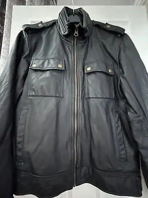 Buy Fcuk Mens Black Leather Jacket XL Amazing Smart Coat Hardly Worn • 32.98£