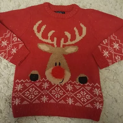 Buy Next Boys Reindeer Christmas Jumper Age 6 Years • 5£