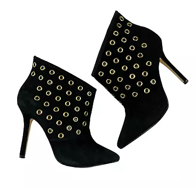 Buy Boston Proper Stiletto Ankle Boots  Women's 6  Black Suede W Gold Grommets • 23.57£