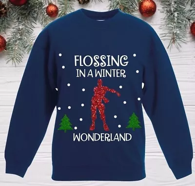 Buy Boys CHRISTMAS JUMPER FLOSSING IN A WINTER WONDERLAND Sweatshirt Outfit Gaming • 16.99£