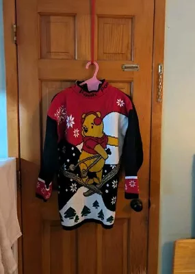 Buy POOH WINNIE THE POOH Vintage Knit Ski Holiday Sweater Size Large • 24.13£