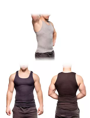 Buy Mens Vests Made From 100% Ribbed Cotton 3 Pack Fitted Vest Top For Men • 9.99£