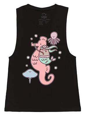 Buy Pusheen The Cat RIDING SEAHORSE Girls Junior Muscle Tank Top NWT 100% Authentic • 15.75£