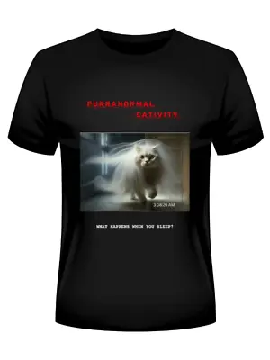 Buy Purranormal Cativity (Paranormal Activity) Black Horror Film T-shirt Cat Lovers • 17.99£