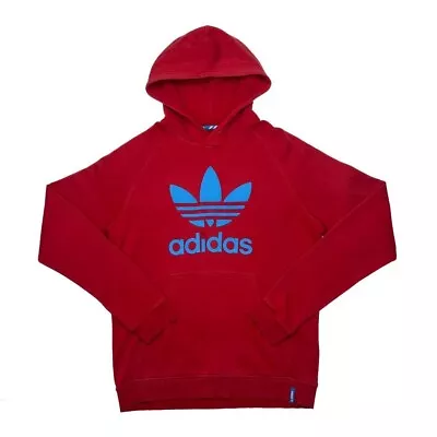 Buy ADIDAS Classic Trefoil Big Logo Spellout Pullover Hoodie XL Red • 13£