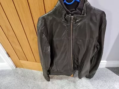 Buy Genuine MEN'S  Real Leather Coat Size Large (NEW Unworn) Dark Brown  • 50£