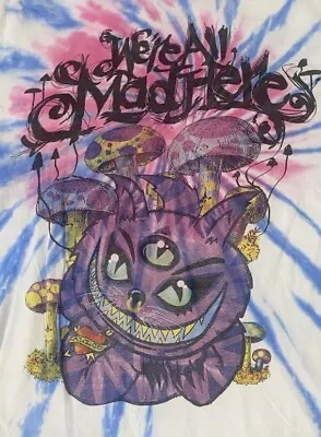 Buy Tie Dye Alice In Wonderland XL T-Shirt We're All Mad Here Cheshire Cat CLEAN ✨ • 8.03£