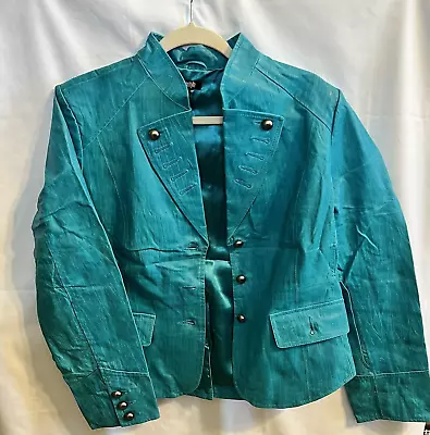 Buy Metrostyle Women's 100% Genuine Leather Turquoise Biker Jacket Sz 14 New • 141.75£