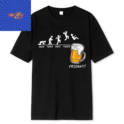 Buy Friday Beer Print Men T-Shirts Funny Graphic Hip Hop Summer Streetwear • 15.58£