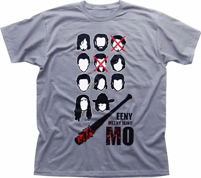 Buy The Walking Dead Negan EENY Meeny Miny MO Funny Heather Grey T-shirt OZ9323 • 13.95£