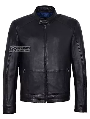 Buy Mens Black Leather Jacket Fashion Biker Style Real Lambskin Leather Jacket • 41.65£