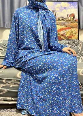 Buy Prayer Abaya Dress One Piece, Attached Hijab, Cotton Rayon Fabric, High Quality • 23£