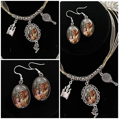 Buy Silver 925 Beauty And The Beast Necklace Earrings Unique Jewellery Set Gift • 17.95£