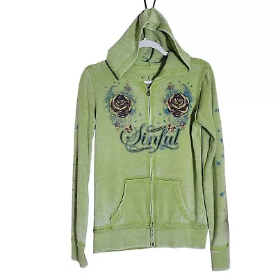 Buy Sinful By Affliction Womens Size Large Hoodie Sweatshirt Distressed Grunge Y2K • 57.86£
