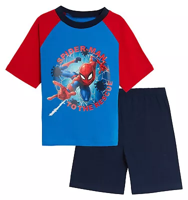 Buy Spiderman Short Pyjamas Boys Marvel Avengers Shortie Pjs Nightwear Lounge Set • 8.95£