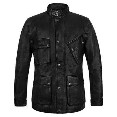 Buy MENS Naval Military Style Real Leather Jacket • 34.99£