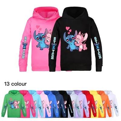 Buy Kids Lilo & Stitch Xmas Hoodie Long Sleeve Sweatshirt Tops Pullover Jumper Gifts • 12.99£