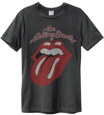 Buy Rolling Stones - Vintage Tongue Amplified Vintage Charcoal  T Shirt • 20.99£