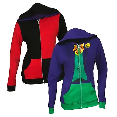 Buy Women's Juniors The Joker And Harley Quinn Reversible Hoodie Zip Up Size Small • 22£