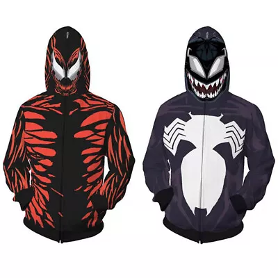 Buy Venom Carnage Hoodie Cosplay Costume Full-Zip Sweatshirt Pullover Jumper Unisex • 20.99£
