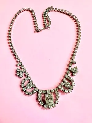 Buy Womens Vintage Diamante Necklace 1950/60’s Crystal Evening Jewellery Rockabilly • 7.50£