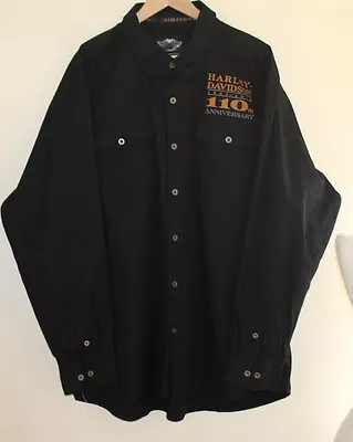 Buy Mens Harley Davidson XXXL Garage 110th Logo Shirt Motorcycle Shirt Jacket 3XL • 125.83£