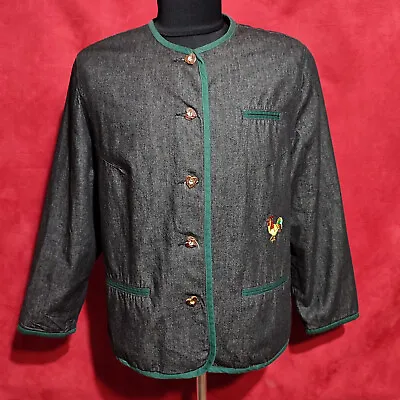 Buy Vintage Original Trachten Denim Jacket Traditional Octoberfest Size D 46, GB 20 • 51.65£