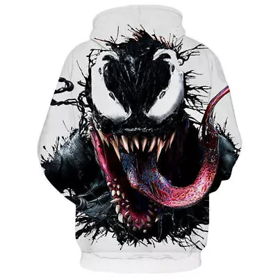 Buy Hoodie 3D Venom Print Sweatshirt Men Hooded Pullover Coat Casual Jacket Sweater！ • 8.28£