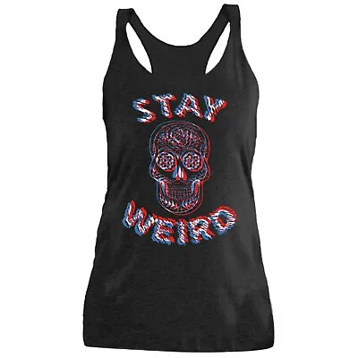 Buy Stay Weird Sugar Skull Tank Top Dia De Los Muertos Skull Glitch Psychedelic • 32.06£