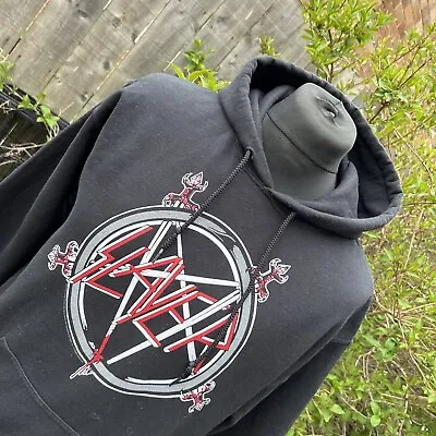 Buy Slayer Pentagram Logo Band Gig Concert Black Pullover Hoodie Hoody 2011 M • 44.99£