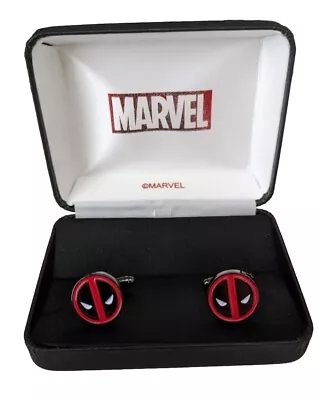 Buy Marvel Comics Deadpool Logo Black Enamel Metal Cuff Links + Gift Box  • 12£