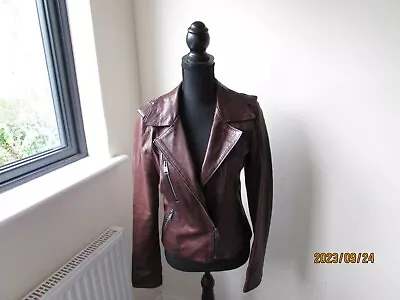 Buy Gorgeous Conker Colour Real Leather Biker Style Jacket Size Small 10? • 25£