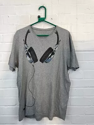 Buy Unbranded Headphones Grey Short Sleeve T-Shirt L #CS • 6.99£