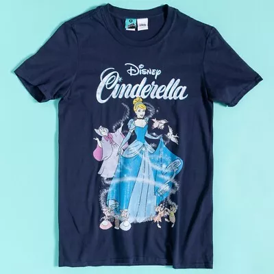 Buy Official Disney Cinderella Navy T-Shirt : S • 19.99£