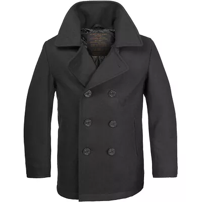 Buy Vintage Style Us Navy Pea Coat Mens Jacket Classic Army Reefer Coat Black S-5xl • 82.95£