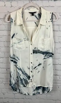 Buy ROCK & REPUBLIC Tie Dye Sleeveless Rivets Pockets Top Blouse Shirt Size L • 16.10£