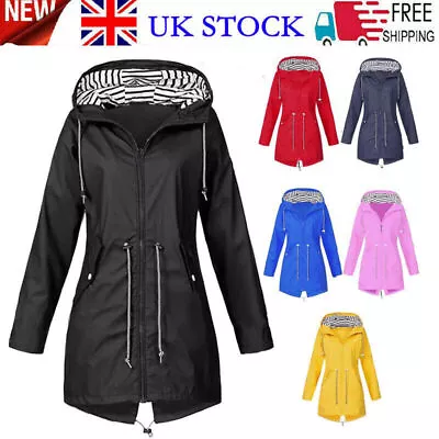 Buy Womens Waterproof Raincoat Ladies Outdoor Wind Rain Forest Jacket Coat Plus Size • 13.98£