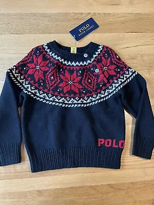 Buy BNWT Polo Ralph Lauren Christmas Jumper Age 3 Years “ Let It Snow” @ The Back • 49.99£