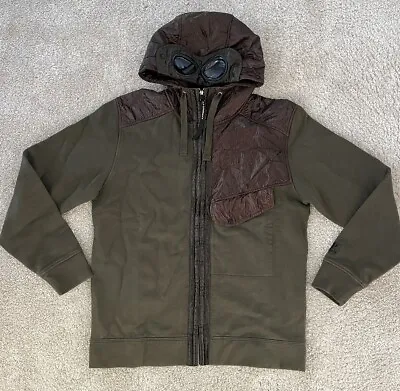 Buy C.P. Company Green/Brown Hooded Open Diagonal Fleece - Size M - New With Defect • 185£